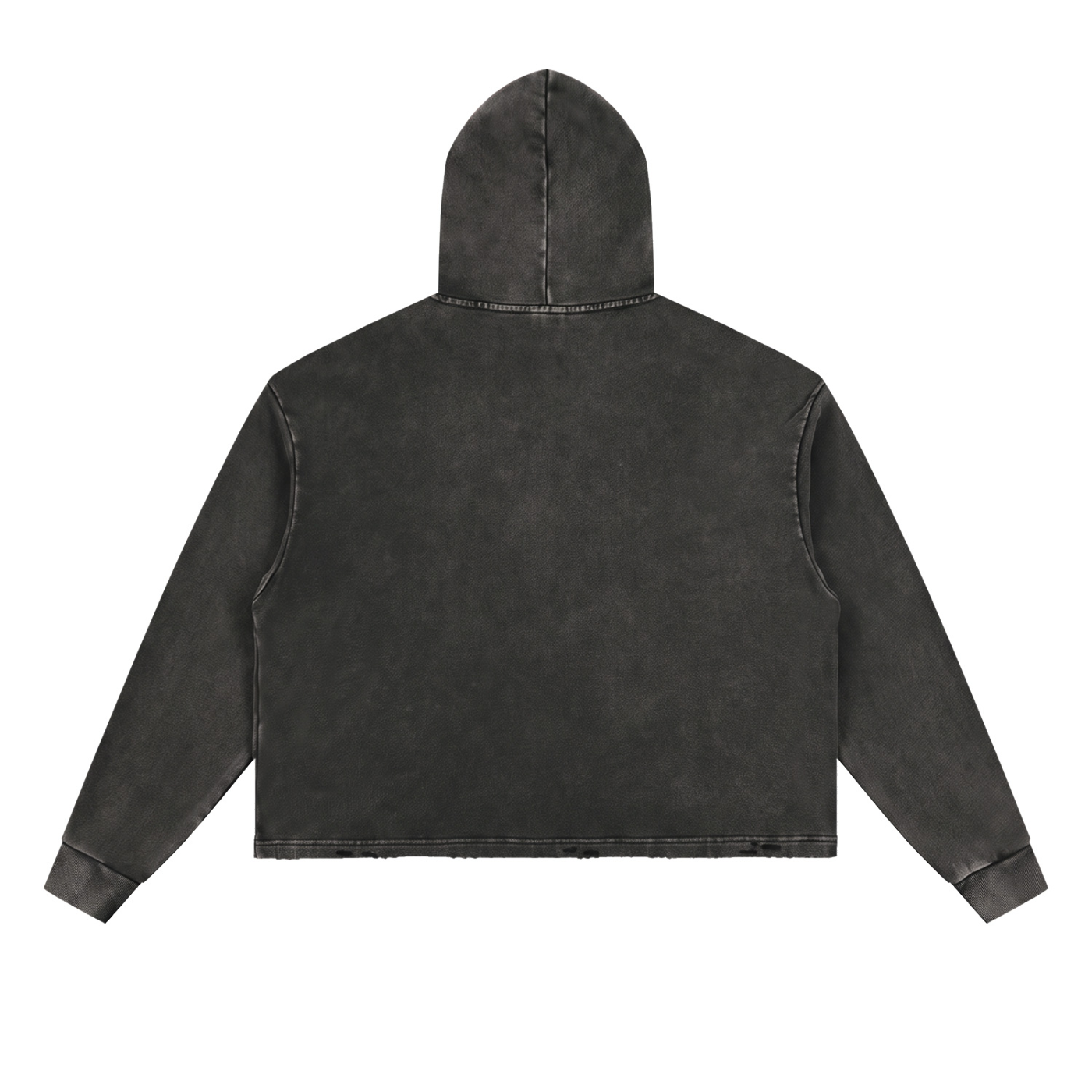 Team Dept. vintage washed frayed-hem hoodie in Black, back view